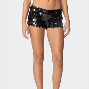 Black Sequins Mini Women's Shorts